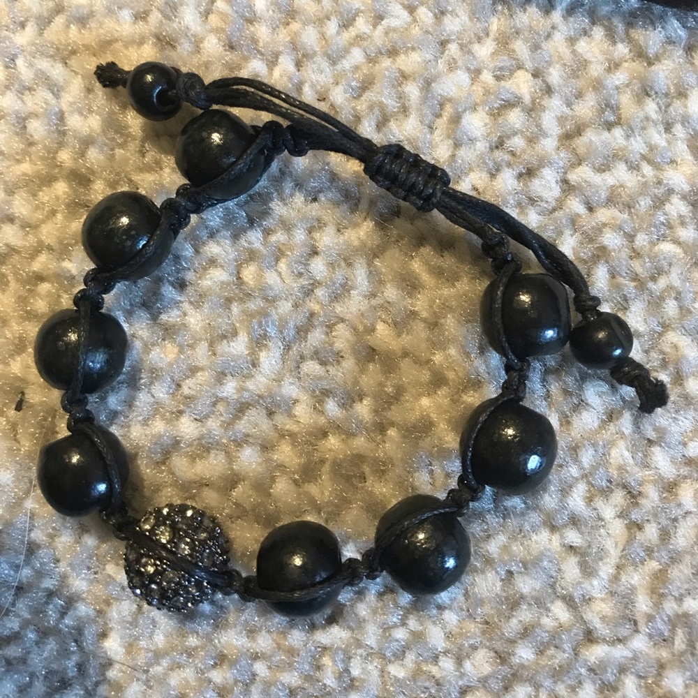 Bauble bar wood and rhinestone beaded bracelet